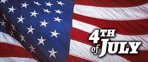 Image of the American Flag with 4th of July written on top