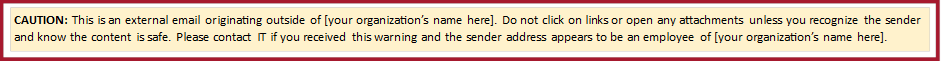 Caution notice regarding external emails