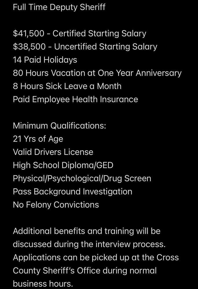 Full Time Deputy Sheriff Job Opening
